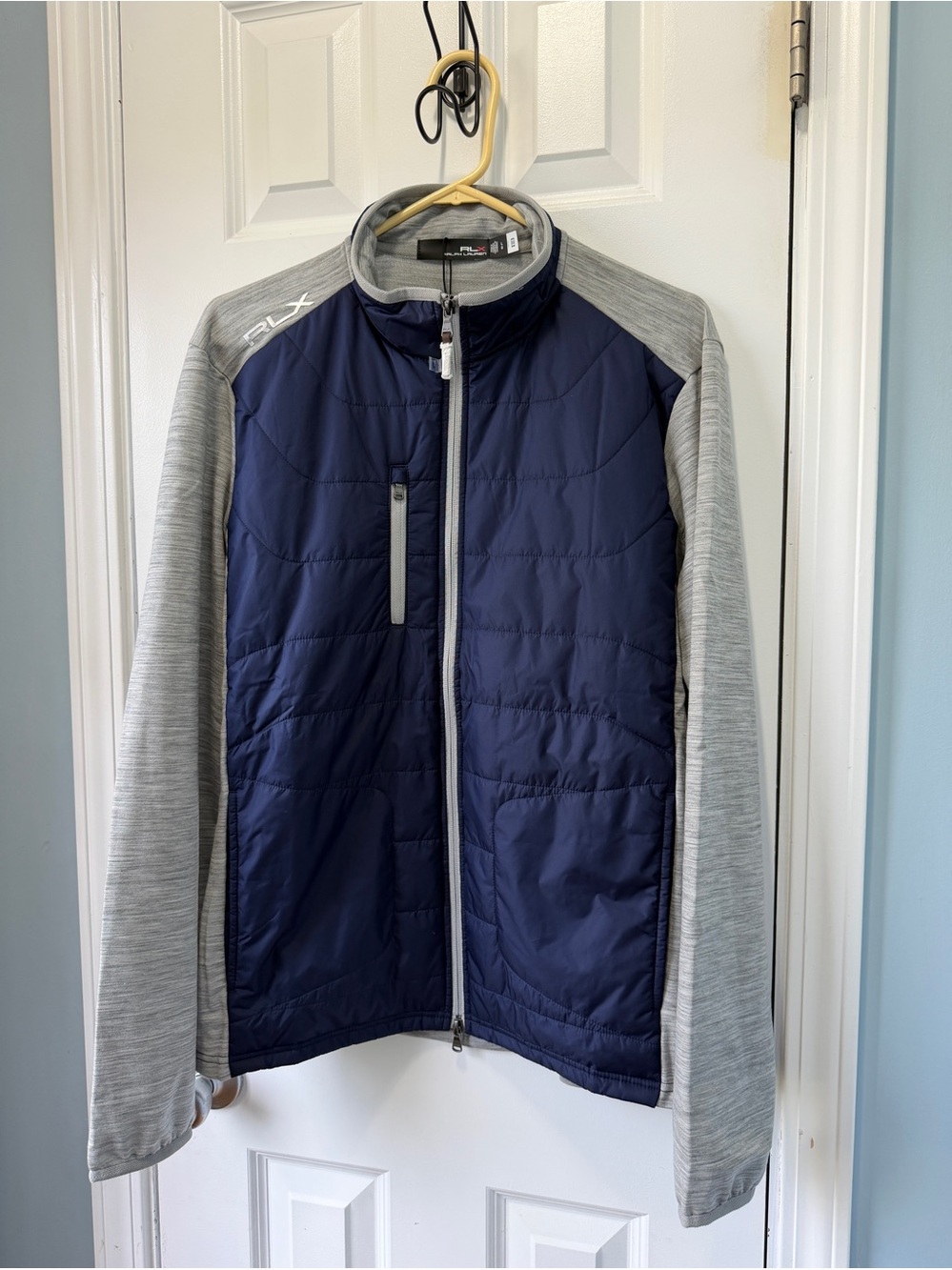 RLX Ralph Lauren Mens Hybrid Jacket Blue/Grey Quilted Golf Old Money Size L